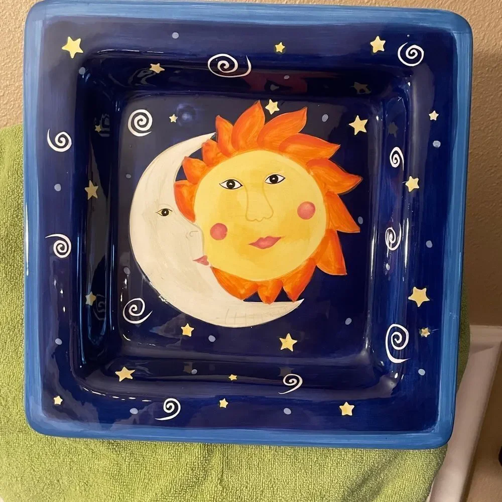 Hausenware Inc Celestial Moon and Sun 2002 Dish Plate